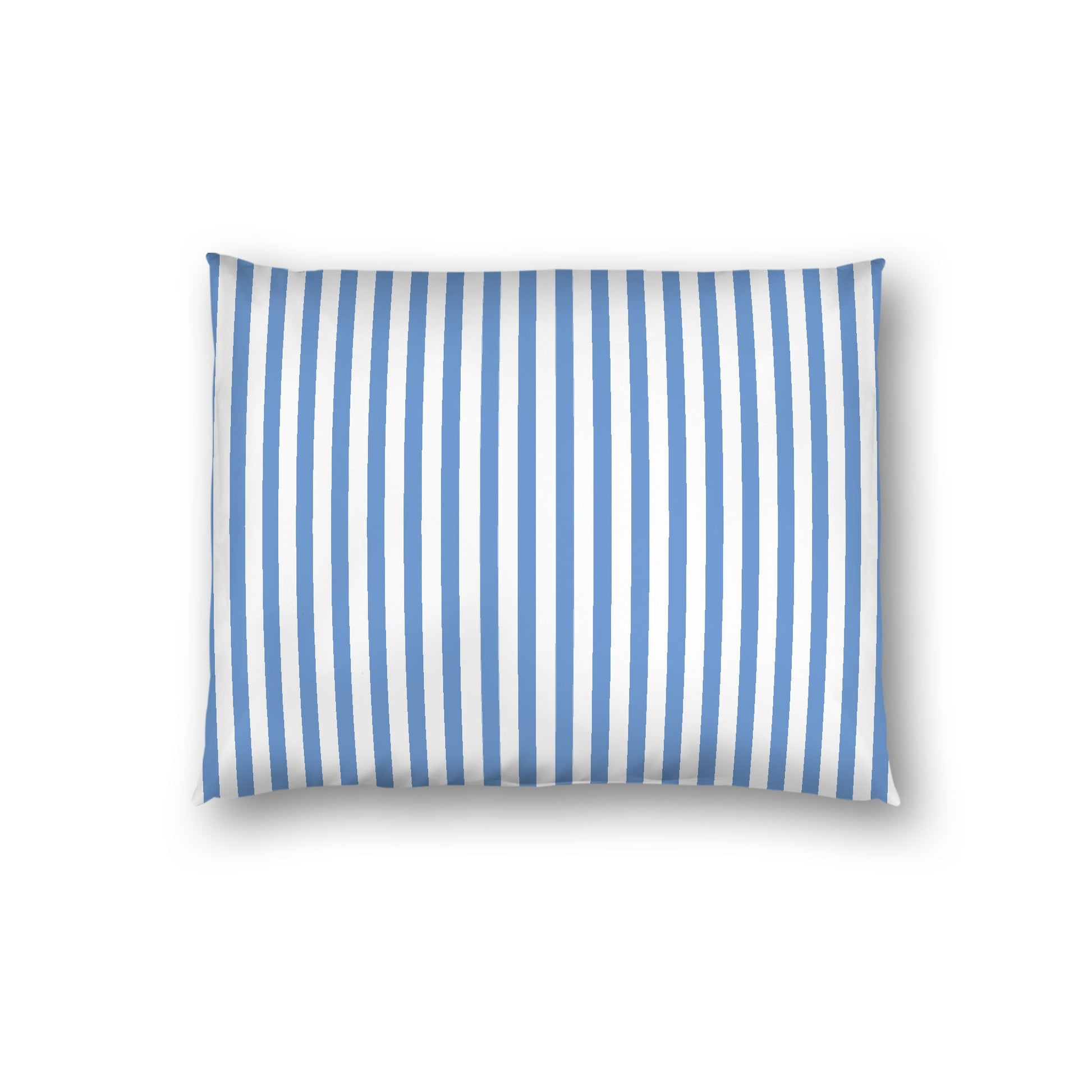Off-White Cotton Sateen Sham, Thin Blue Bars on Front, White Reverse Side, Standard - 20 x 26 inches