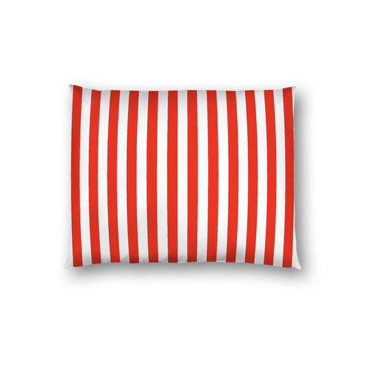 Off-White Cotton Sateen Sham, Red Bars on Front, Standard - 20 x 26 inches