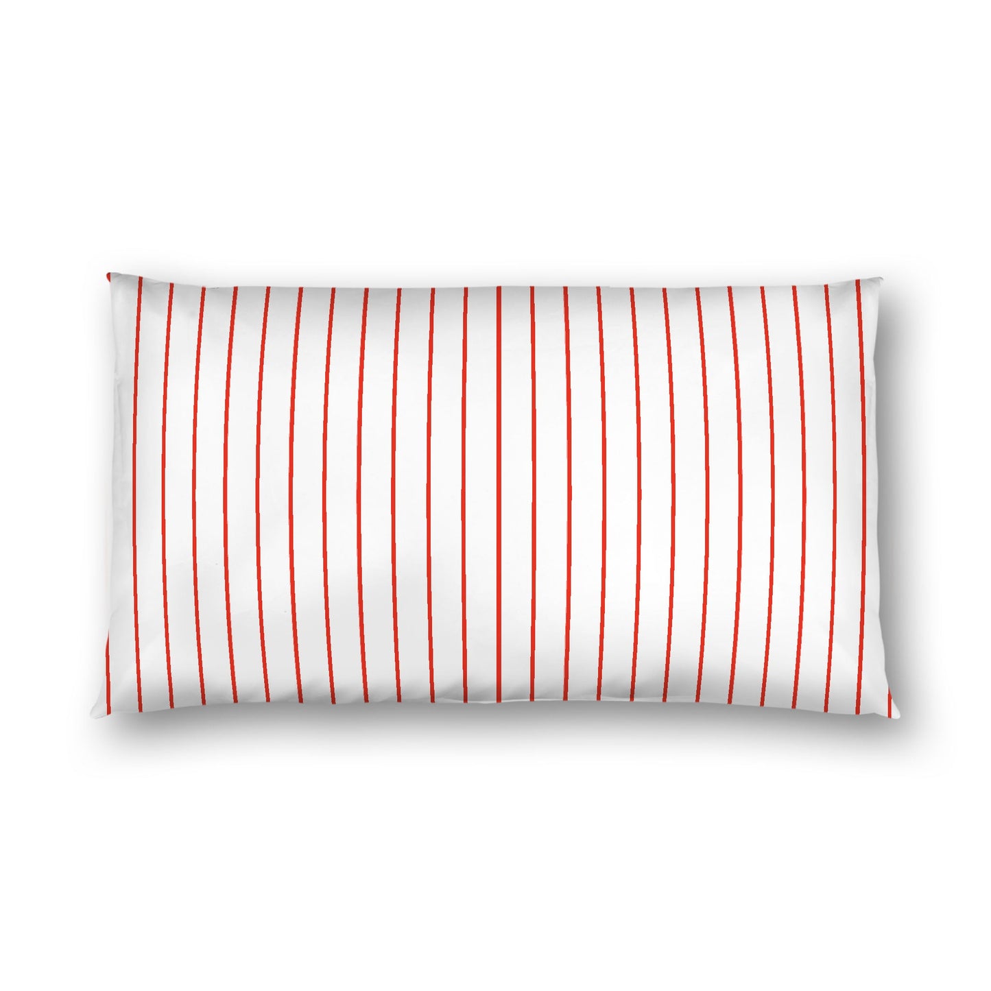 Off-White Cotton Sateen Sham, Red Stripes on Front, White Reverse Side, King - 20 x 36 inches