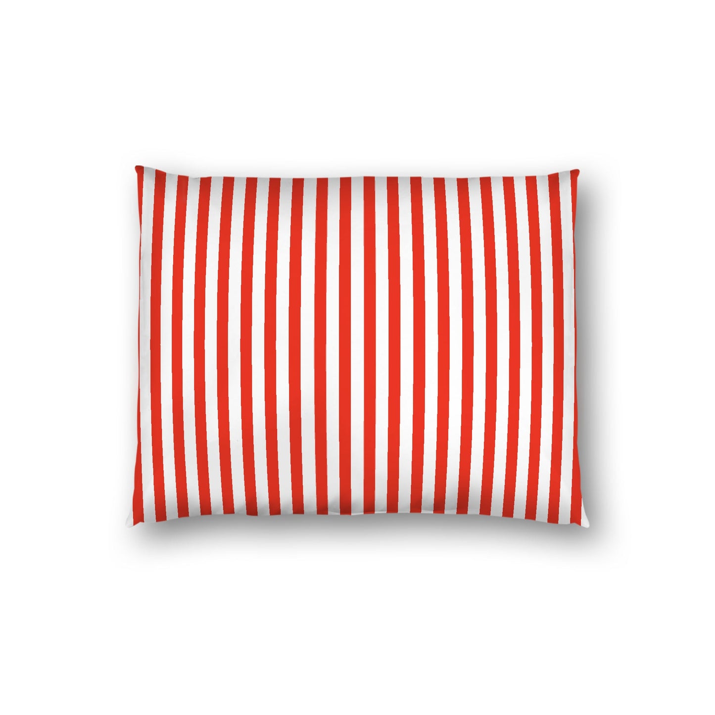 Off-White Cotton Sateen Sham, Thin Red Bars on Front, White Reverse Side, Standard - 20 x 26 inches
