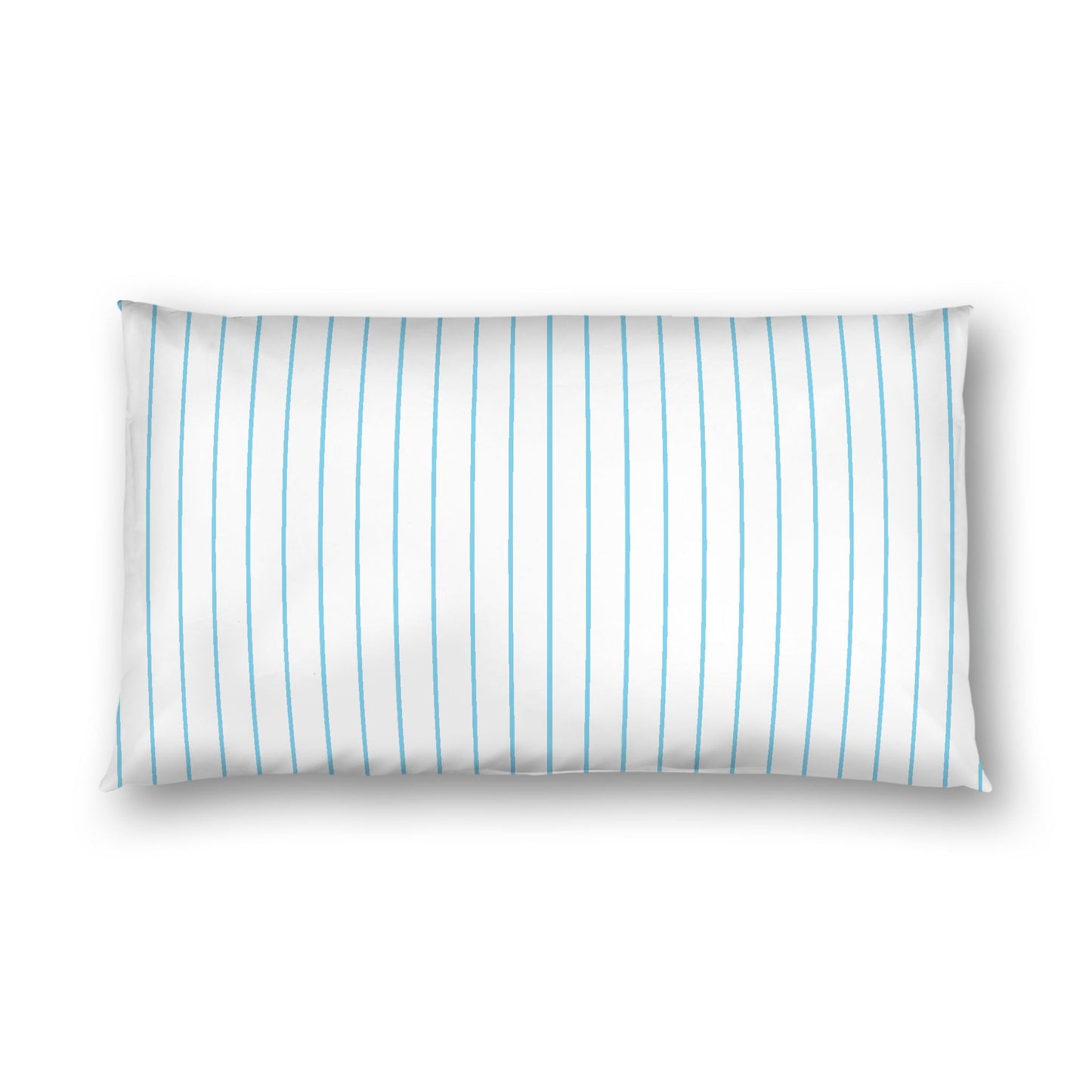Off-White Cotton Sateen Sham, Blue Stripes on Front, White Reverse Side, King - 20 x 36 inches