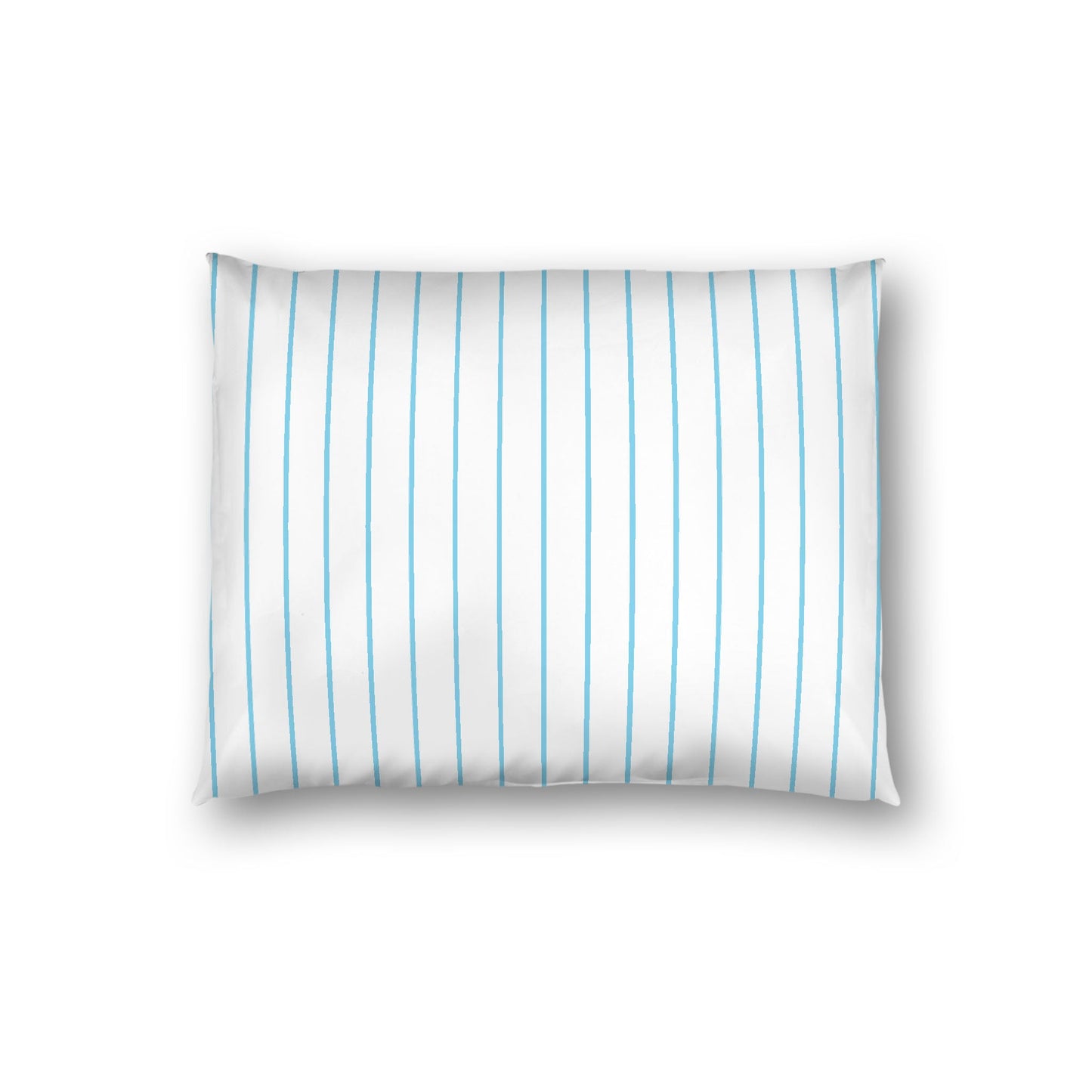 Off-White Cotton Sateen Sham, Blue Stripes on Front, White Reverse Side, Standard - 20 x 26 inches
