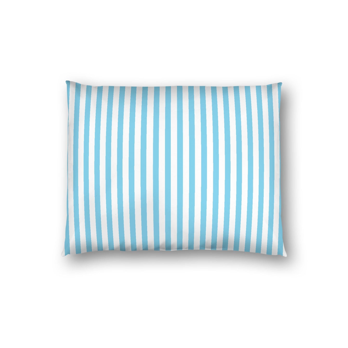 Off-White Cotton Sateen Sham, Thin Blue Bars on Front, White Reverse Side, Standard - 20 x 26 inches