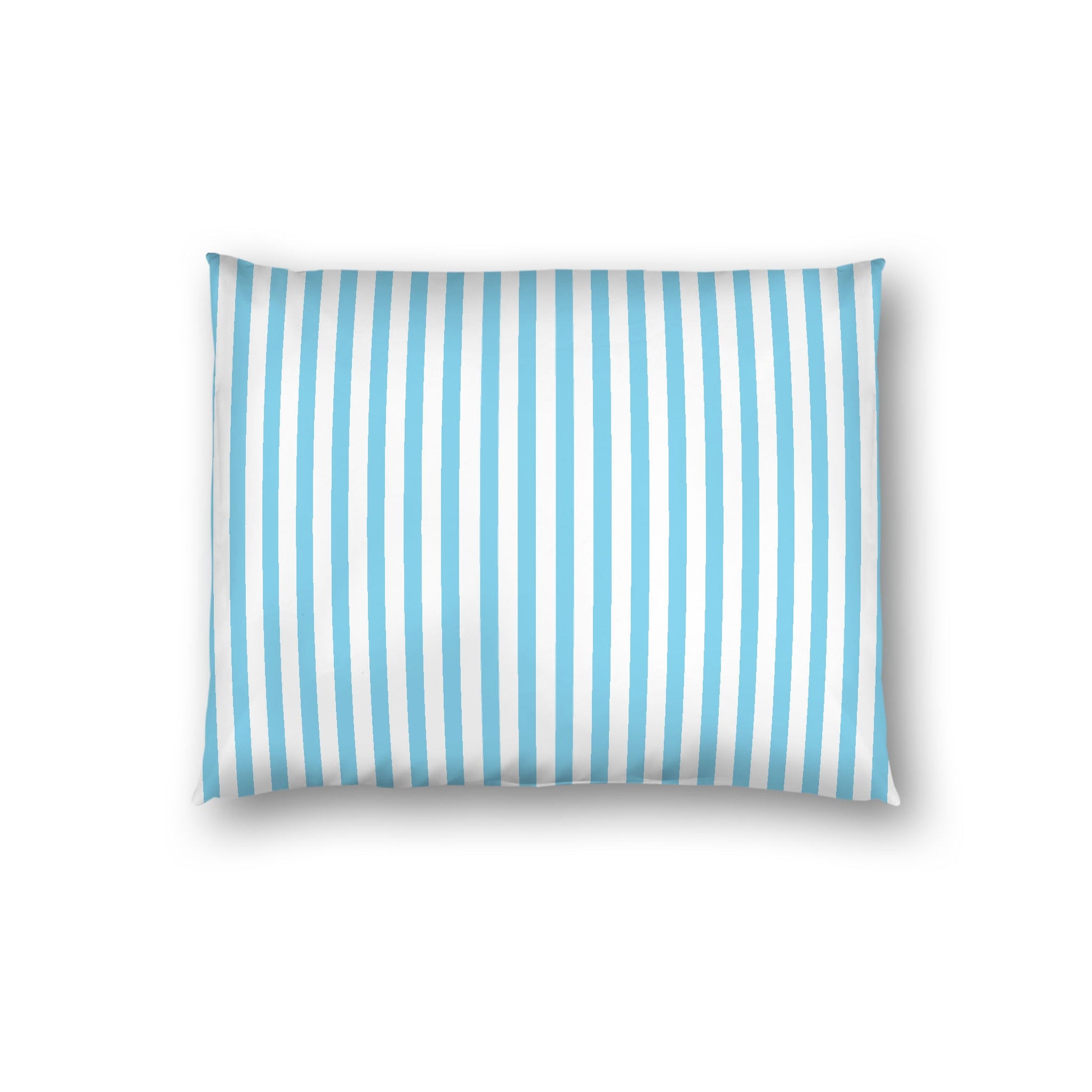 Off-White Cotton Sateen Sham, Thin Blue Bars on Front, White Reverse Side, Standard - 20 x 26 inches