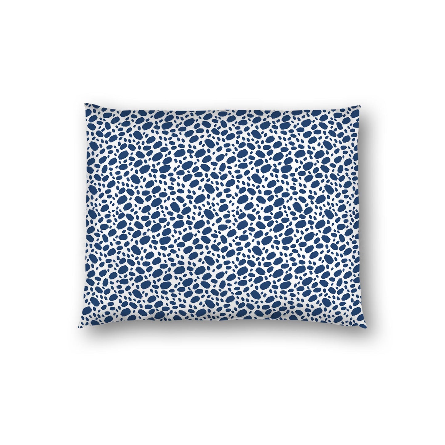 Off-white Cotton Sateen Pillow Sham, Royal Blue Hand-painted Dab Motif Print, Off-white Revese Side | CSSH-1291-092, Standard - 51 x 66 cm / 20 x 26 inches