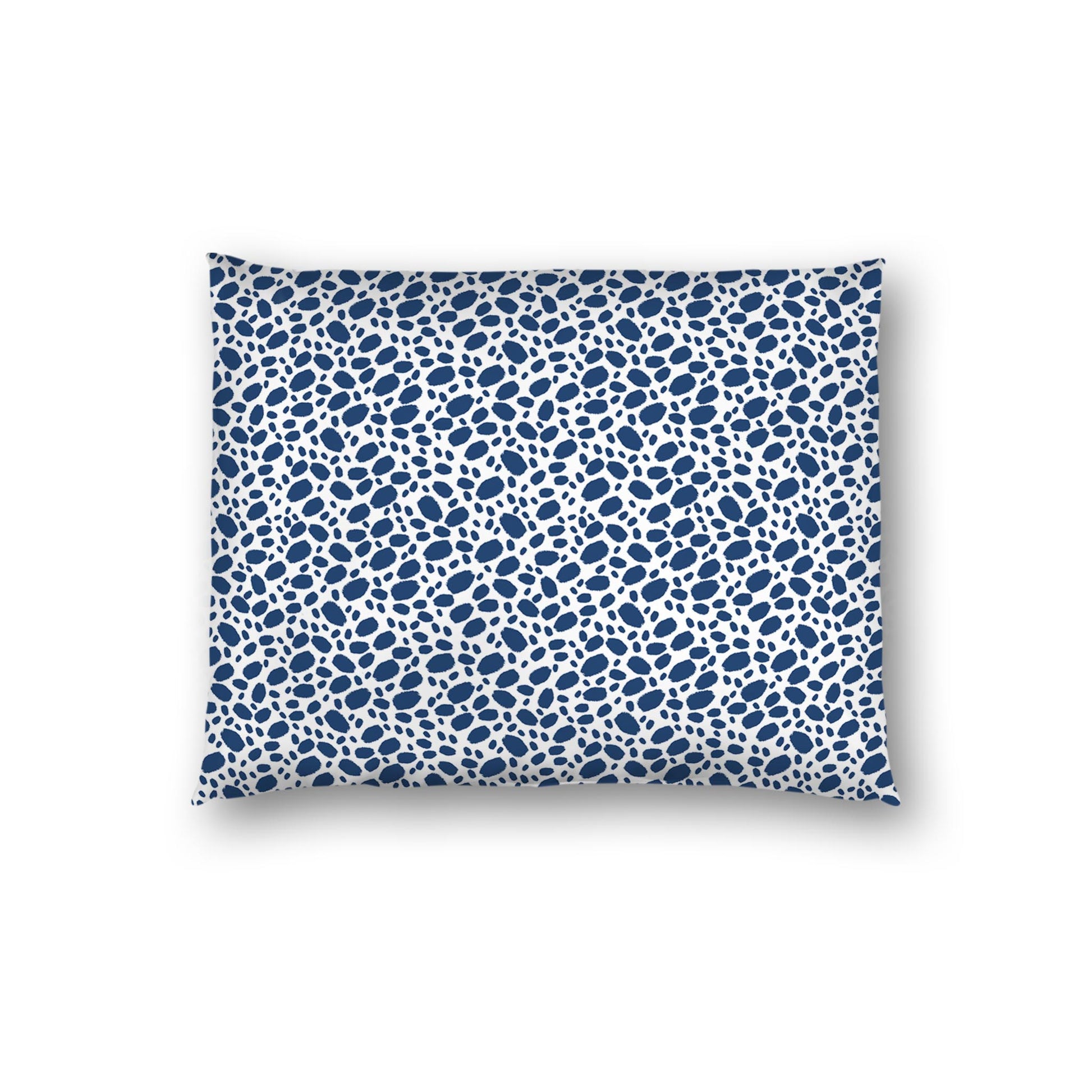Off-white Cotton Sateen Pillow Sham, Royal Blue Hand-painted Dab Motif Print, Off-white Revese Side | CSSH-1291-092, Standard - 51 x 66 cm / 20 x 26 inches