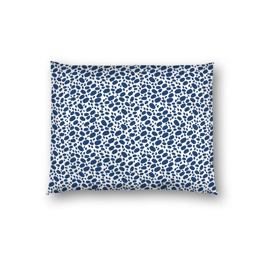 Off-white Cotton Sateen Pillow Sham, Royal Blue Hand-painted Dab Motif Print, Off-white Revese Side | CSSH-1291-092, Standard - 51 x 66 cm / 20 x 26 inches