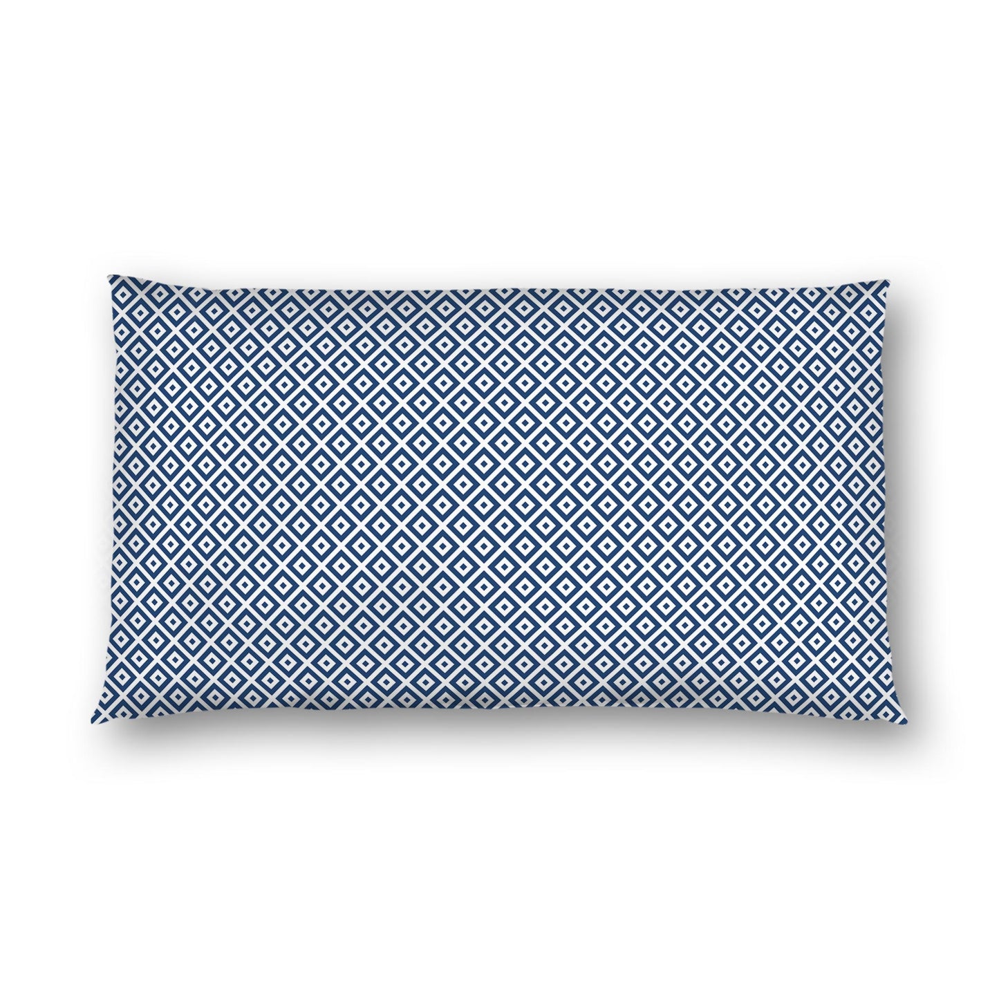 Off-white Cotton Sateen Pillow Sham, Royal Blue Repeating Square Motif Print, Off-white Revese Side | CSSH-1291-122, King - 51 x 91 cm / 20 x 36 inches