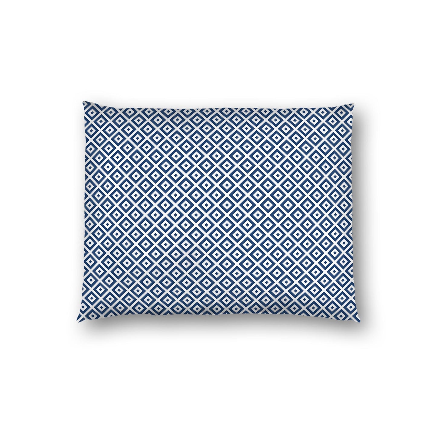 Off-white Cotton Sateen Pillow Sham, Royal Blue Repeating Square Motif Print, Off-white Revese Side | CSSH-1291-122, Standard - 51 x 66 cm / 20 x 26 inches