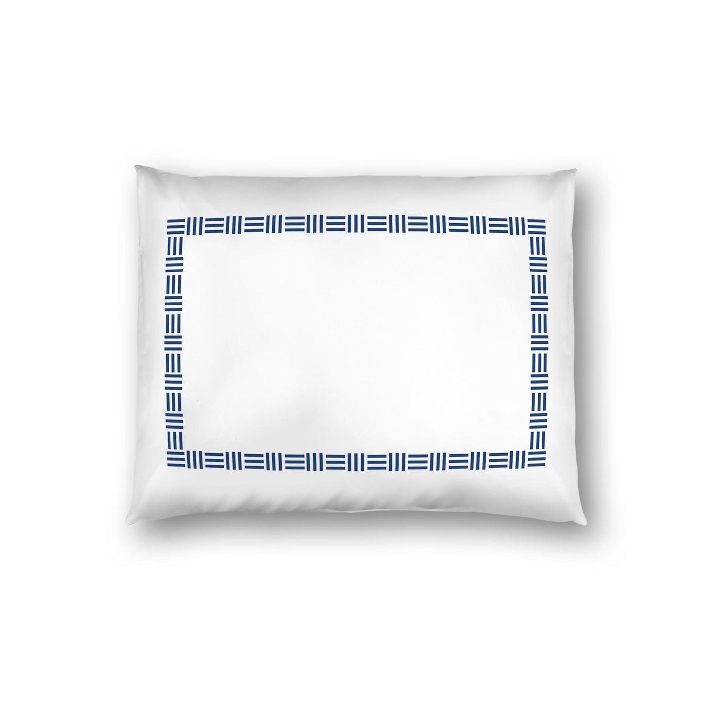 Off-white Cotton Sateen Pillow Sham, Royal Blue Single Weave Motif Print, Classic Border, White Reverse Side | CSSH-1291-141, Standard - 51 x 66 cm / 20 x 26 inches