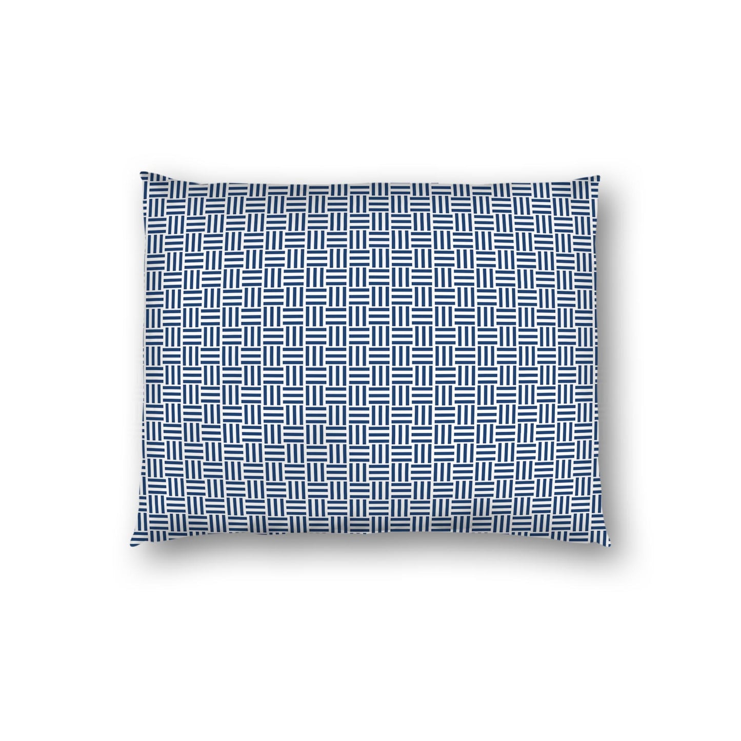Off-white Cotton Sateen Pillow Sham, Royal Blue Single Weave Motif Print, White Reverse Side | CSSH-1291-142, Standard - 51 x 66 cm / 20 x 26 inches