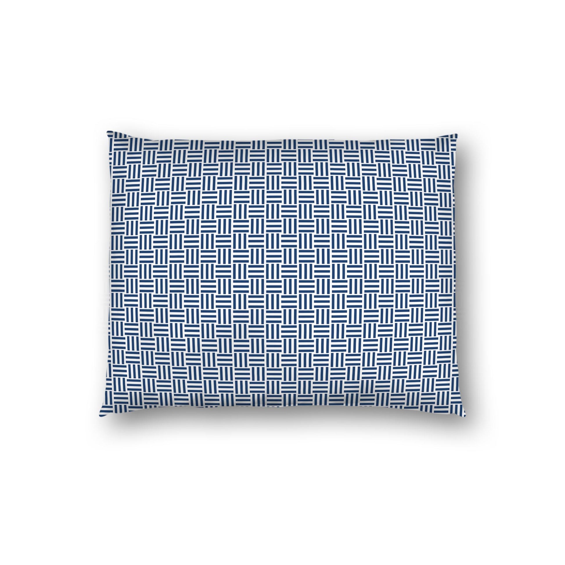 Off-white Cotton Sateen Pillow Sham, Royal Blue Single Weave Motif Print, White Reverse Side | CSSH-1291-142, Standard - 51 x 66 cm / 20 x 26 inches