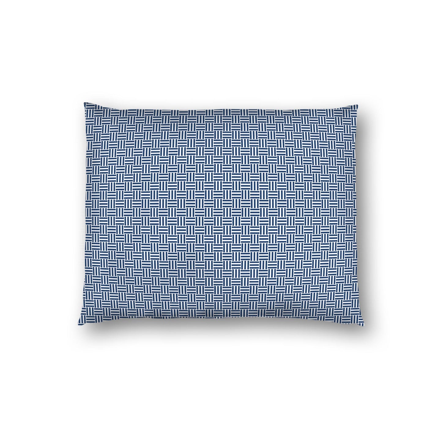 Off-white Cotton Sateen Pillow Sham, Royal Blue Double Weave Motif Print, White Reverse Side | CSSH-1291-144, Standard - 51 x 66 cm / 20 x 26 inches
