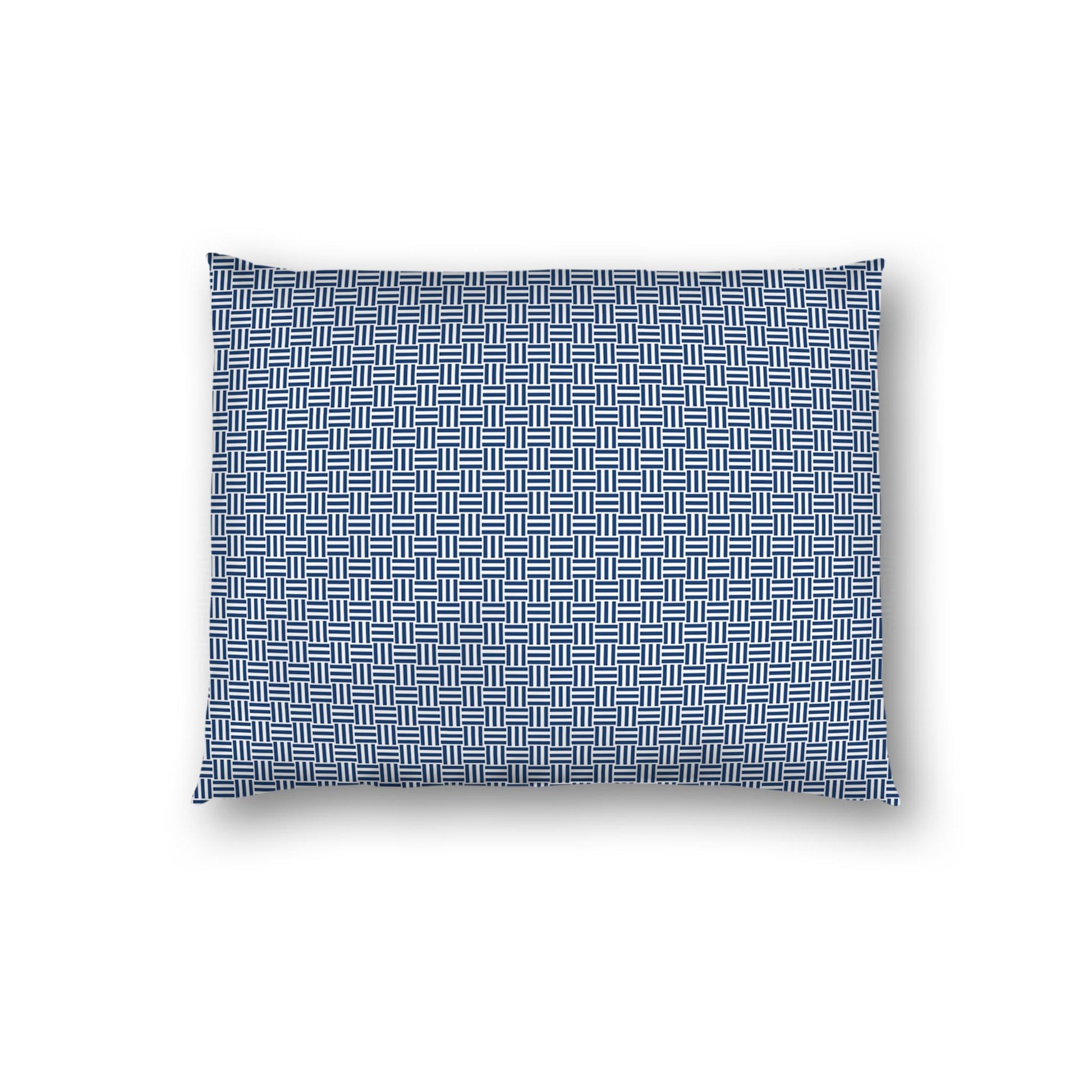 Off-white Cotton Sateen Pillow Sham, Royal Blue Double Weave Motif Print, White Reverse Side | CSSH-1291-144, Standard - 51 x 66 cm / 20 x 26 inches