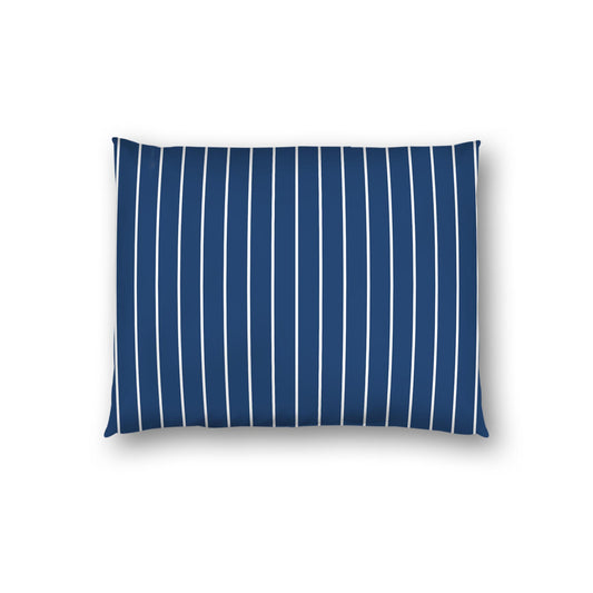 Royal Blue Cotton Sateen Sham, Off-white Stripes on Front, White Reverse Side | CSSH-1291-152, Standard - 51 x 66 cm / 20 x 26 inches