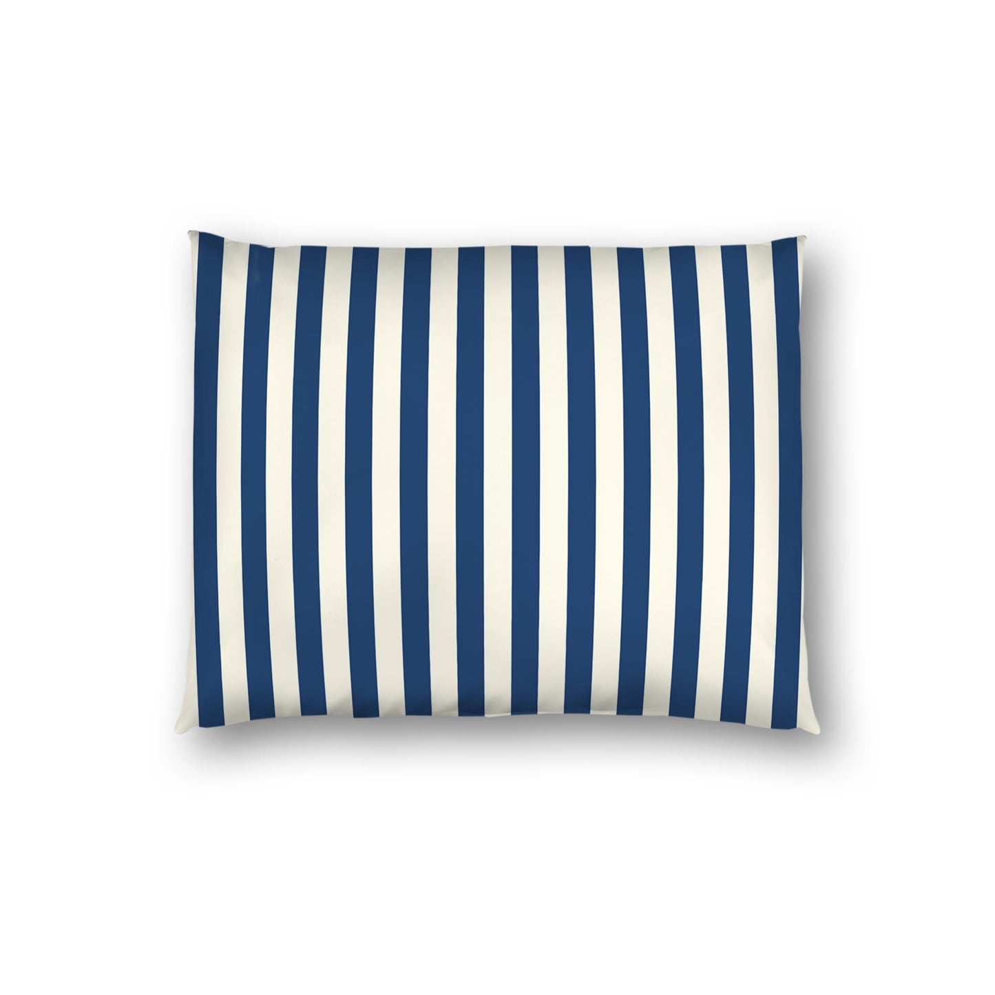 Pale Cream Cotton Sateen Sham, Royal Blue Bars on Front, White Reverse Side | CSSH-1293-051, Standard - 51 x 66 cm / 20 x 26 inches