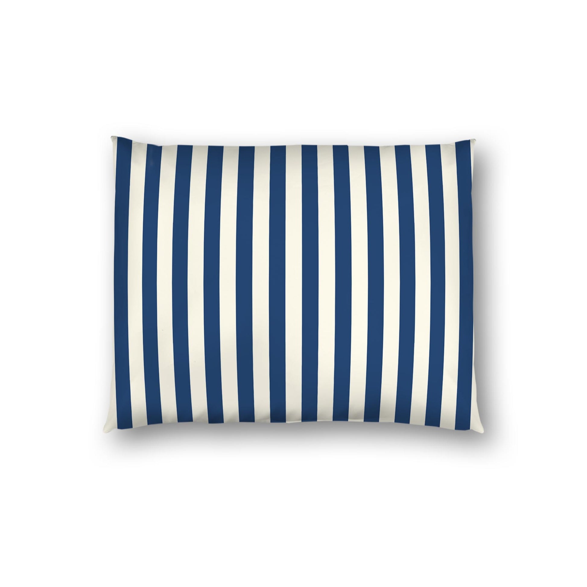 Pale Cream Cotton Sateen Sham, Royal Blue Bars on Front, White Reverse Side | CSSH-1293-051, Standard - 51 x 66 cm / 20 x 26 inches
