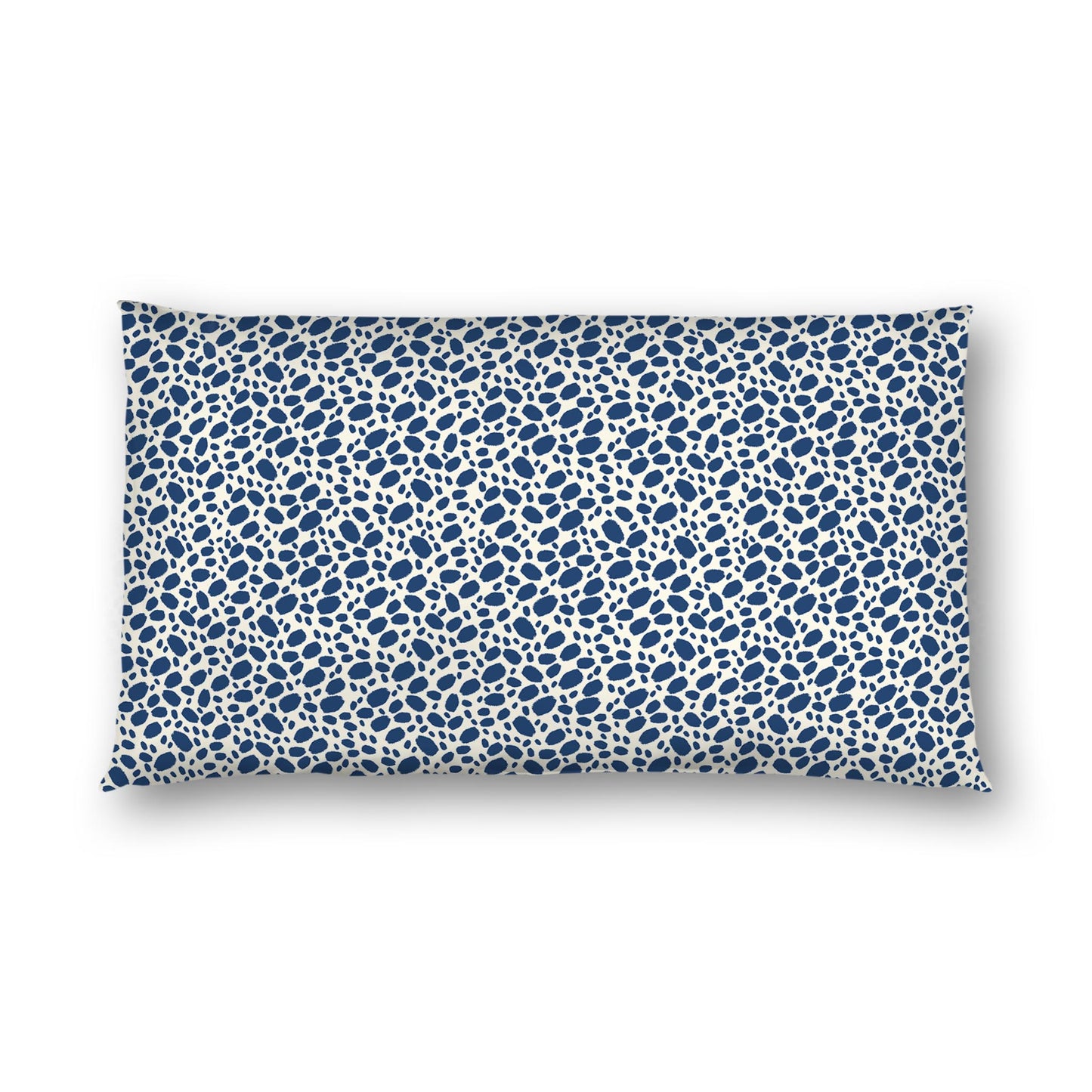 Pale Cream Cotton Sateen Pillow Sham, Royal Blue Hand-painted Dab Motif Print, Pale Cream Revese Side | CSSH-1293-092, King - 51 x 91 cm / 20 x 36 inches