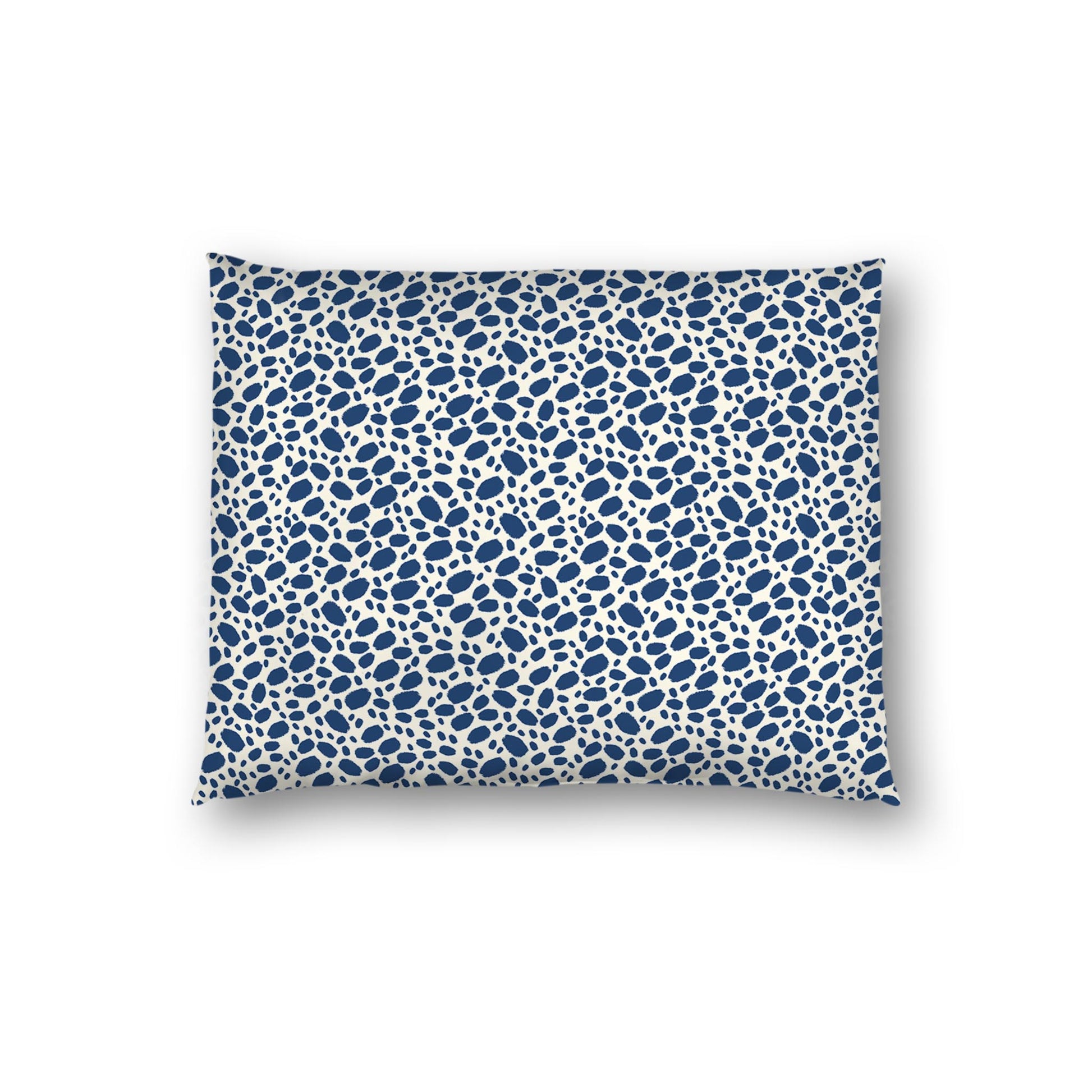 Pale Cream Cotton Sateen Pillow Sham, Royal Blue Hand-painted Dab Motif Print, Pale Cream Revese Side | CSSH-1293-092, Standard - 51 x 66 cm / 20 x 26 inches