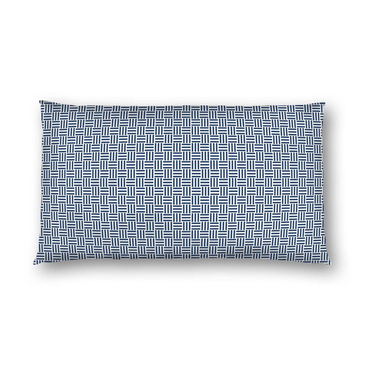 Pale Cream Cotton Sateen Pillow Sham, Royal Blue Single Weave Motif Print, White Reverse Side | CSSH-1293-142, King - 51 x 91 cm / 20 x 36 inches