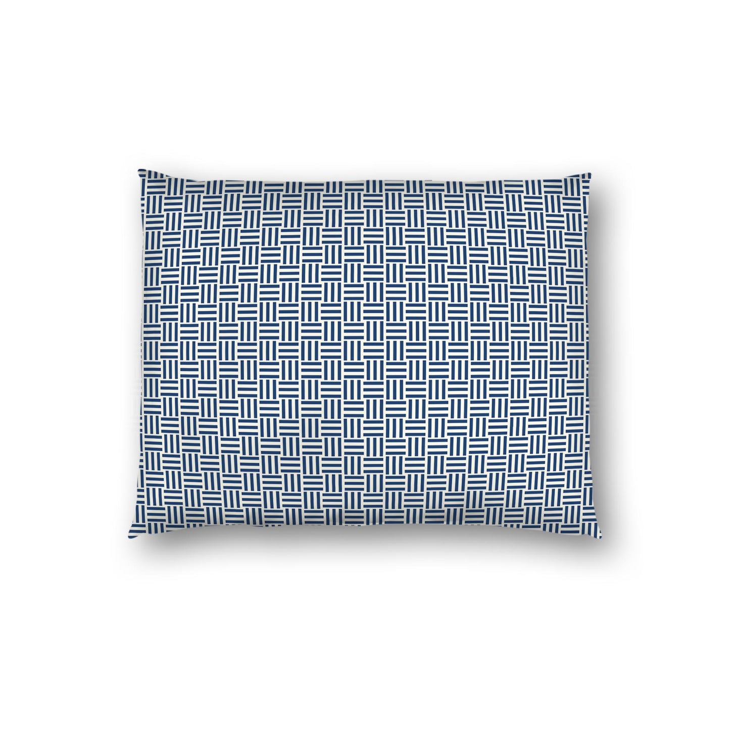 Pale Cream Cotton Sateen Pillow Sham, Royal Blue Single Weave Motif Print, White Reverse Side | CSSH-1293-142, Standard - 51 x 66 cm / 20 x 26 inches