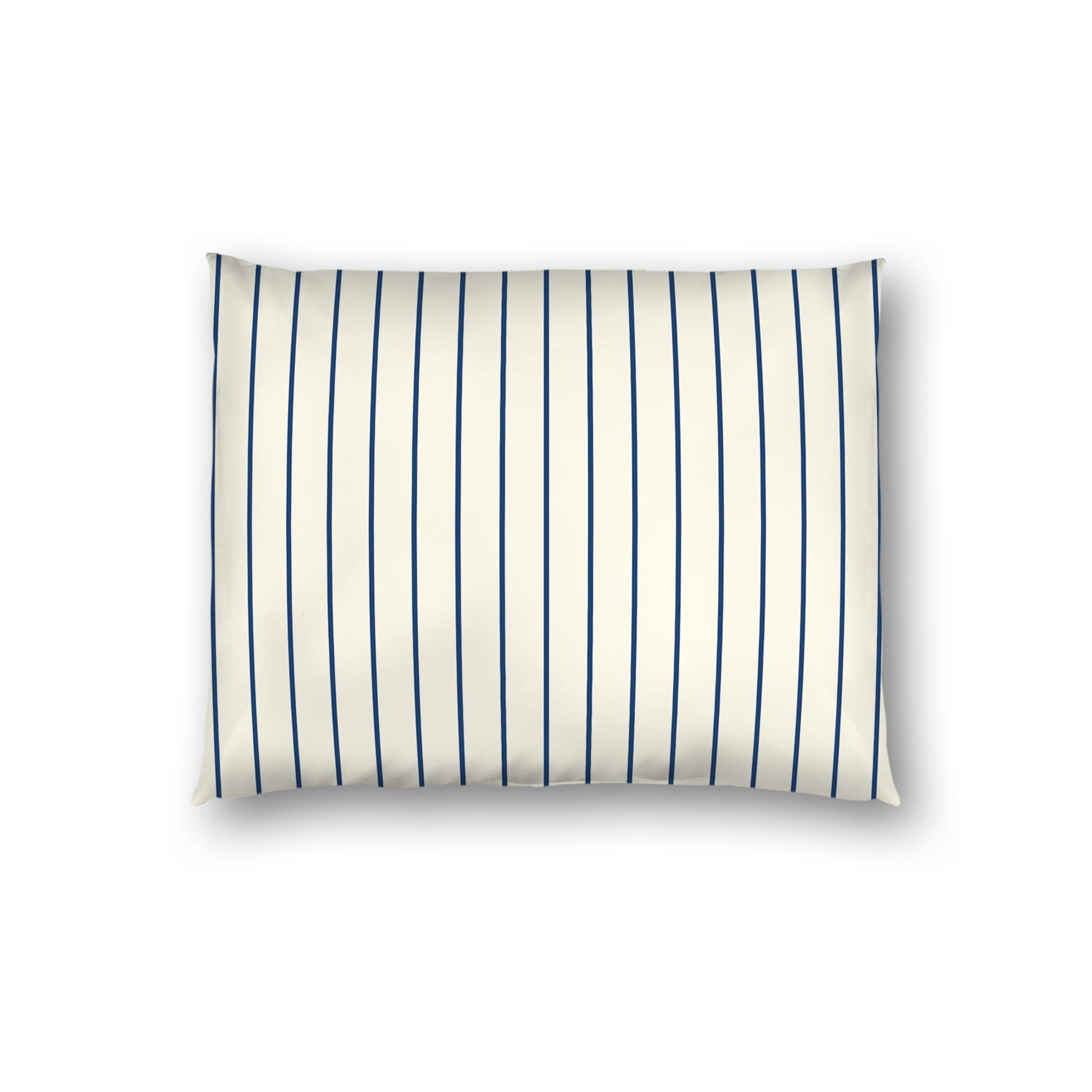 Pale Cream Cotton Sateen Sham, Royal Blue Stripes on Front, White Reverse Side | CSSH-1293-151, Standard - 51 x 66 cm / 20 x 26 inches