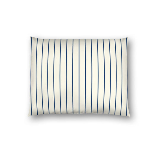 Pale Cream Cotton Sateen Sham, Royal Blue Stripes on Front, White Reverse Side | CSSH-1293-151, Standard - 51 x 66 cm / 20 x 26 inches