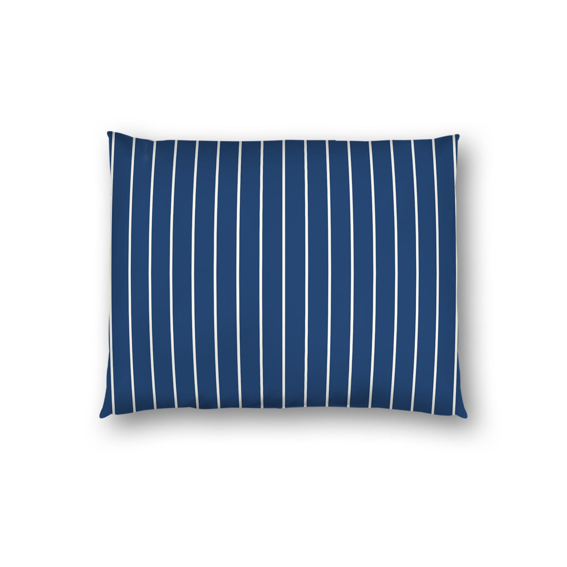 Royal Blue Cotton Sateen Sham, Pale Cream Stripes on Front, White Reverse Side | CSSH-1293-152, Standard - 51 x 66 cm / 20 x 26 inches