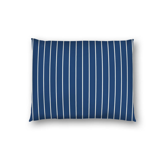 Royal Blue Cotton Sateen Sham, Pale Cream Stripes on Front, White Reverse Side | CSSH-1293-152, Standard - 51 x 66 cm / 20 x 26 inches