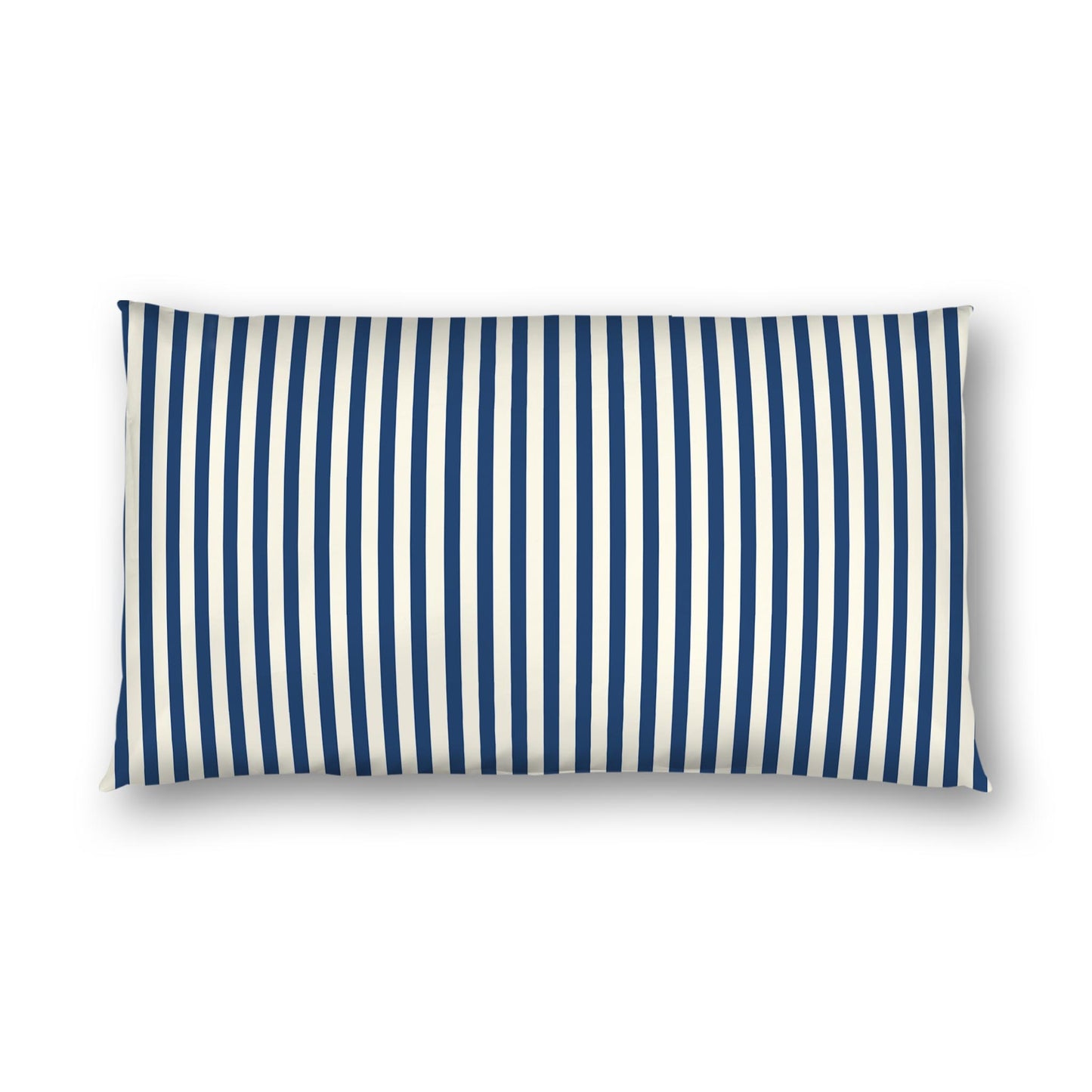 Pale Cream Cotton Sateen Sham, Thin Royal Blue Bars on Front, White Reverse Side | CSSH-1293-241, King - 51 x 91 cm / 20 x 36 inches