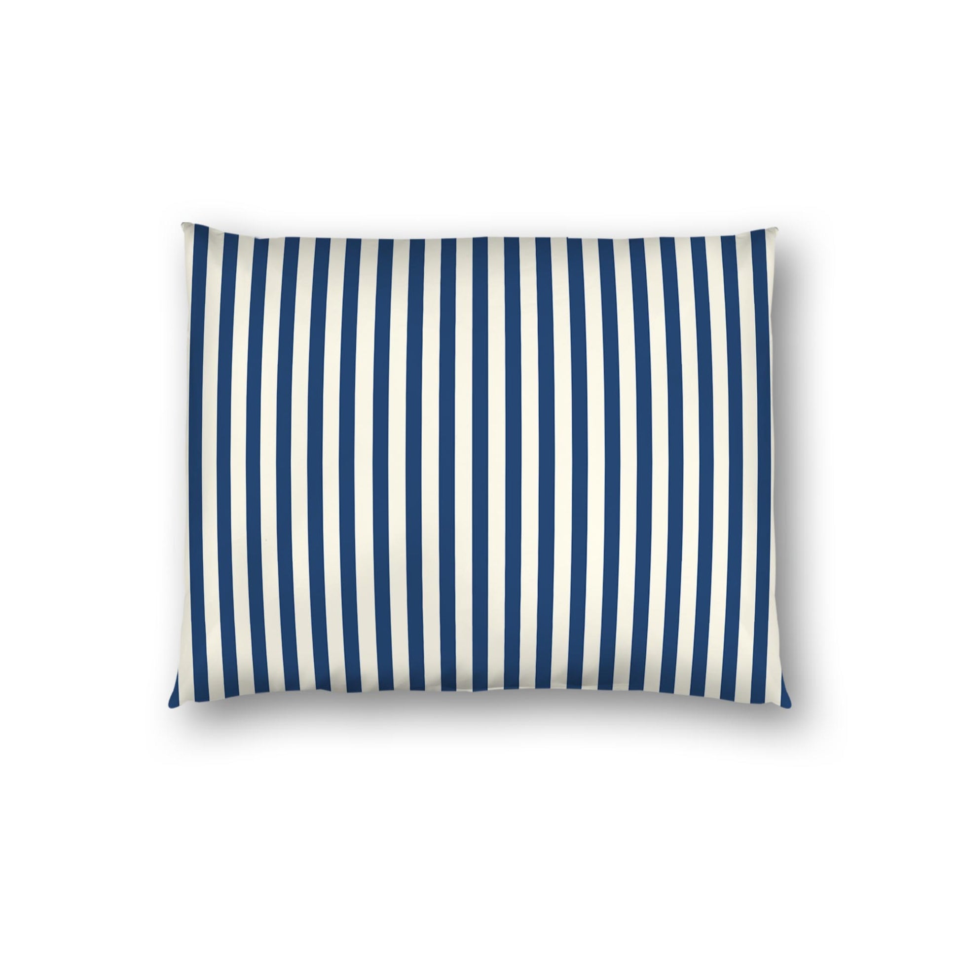 Pale Cream Cotton Sateen Sham, Thin Royal Blue Bars on Front, White Reverse Side | CSSH-1293-241, Standard - 51 x 66 cm / 20 x 26 inches