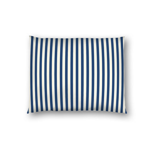 Pale Cream Cotton Sateen Sham, Thin Royal Blue Bars on Front, White Reverse Side | CSSH-1293-241, Standard - 51 x 66 cm / 20 x 26 inches