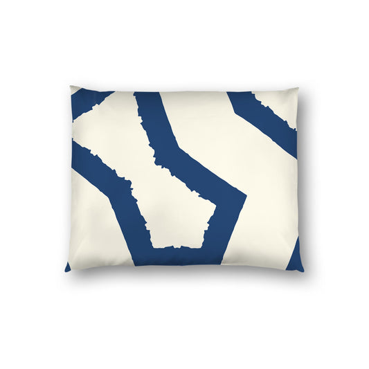 Pale Cream Cotton Sateen Sham, Bold Royal Blue Graphic on Front, White Reverse Side | CSSH-1293-391, Standard - 51 x 66 cm / 20 x 26 inches