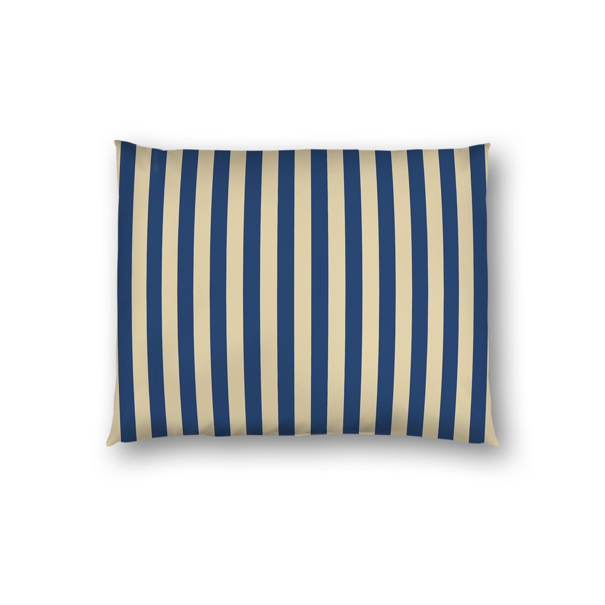 Tan Cotton Sateen Sham, Royal Blue Bars on Front, White Reverse Side | CSSH-1294-051, Standard - 51 x 66 cm / 20 x 26 inches