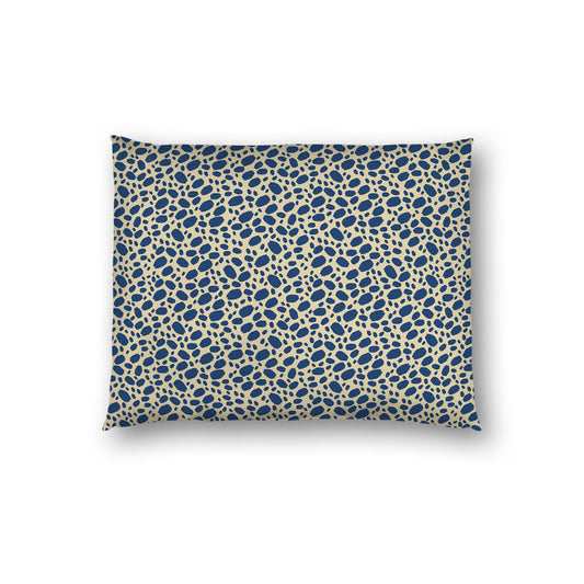 Tan Cotton Sateen Pillow Sham, Royal Blue Hand-painted Dab Motif Print, Tan Revese Side | CSSH-1294-092, Standard - 51 x 66 cm / 20 x 26 inches