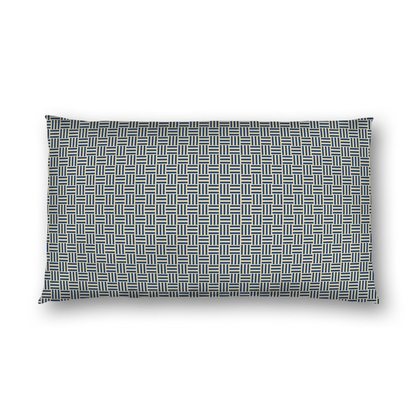 Tan Cotton Sateen Pillow Sham, Royal Blue Single Weave Motif Print, White Reverse Side | CSSH-1294-142, King - 51 x 91 cm / 20 x 36 inches