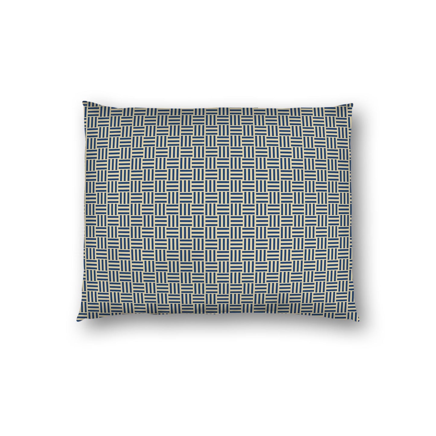 Tan Cotton Sateen Pillow Sham, Royal Blue Single Weave Motif Print, White Reverse Side | CSSH-1294-142, Standard - 51 x 66 cm / 20 x 26 inches
