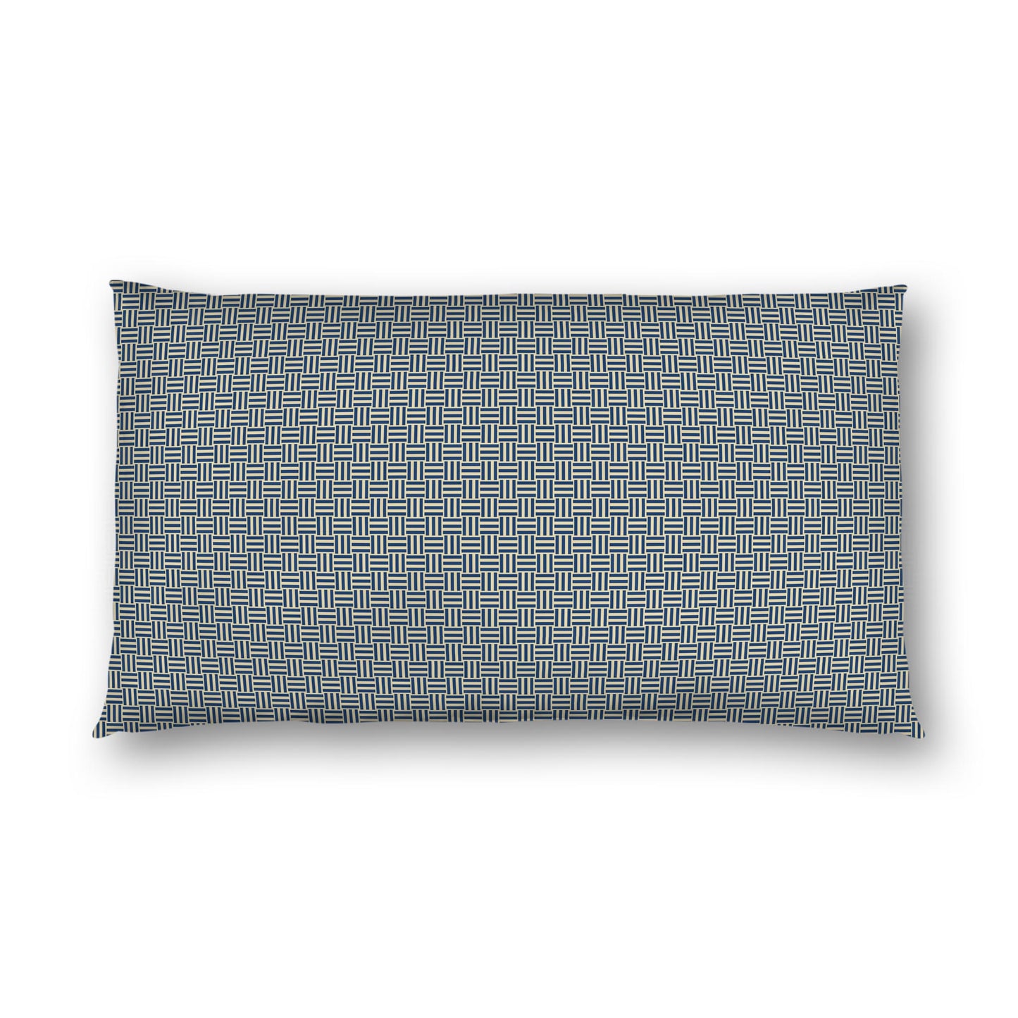 Tan Cotton Sateen Pillow Sham, Royal Blue Double Weave Motif Print, White Reverse Side | CSSH-1294-144, King - 51 x 91 cm / 20 x 36 inches
