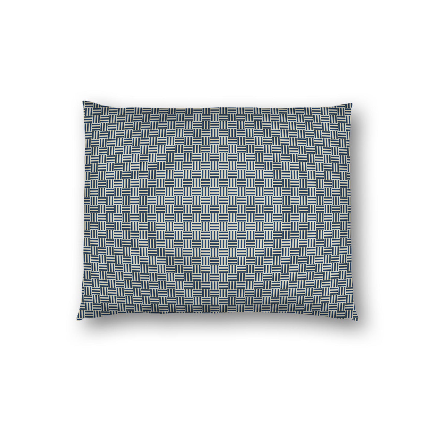 Tan Cotton Sateen Pillow Sham, Royal Blue Double Weave Motif Print, White Reverse Side | CSSH-1294-144, Standard - 51 x 66 cm / 20 x 26 inches