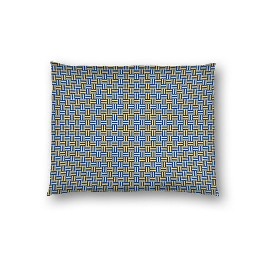 Tan Cotton Sateen Pillow Sham, Royal Blue Double Weave Motif Print, White Reverse Side | CSSH-1294-144, Standard - 51 x 66 cm / 20 x 26 inches