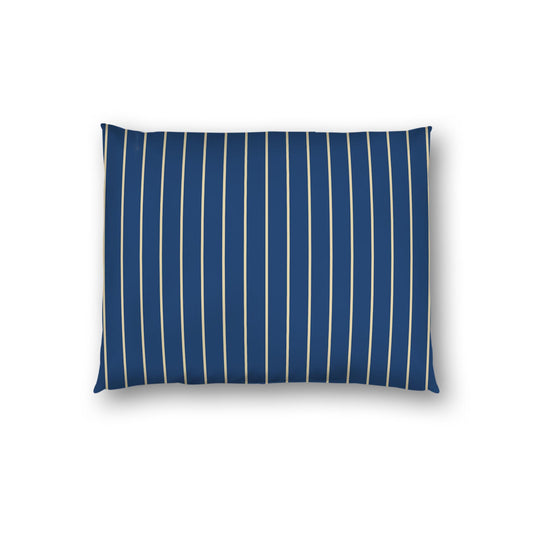 Royal Blue Cotton Sateen Sham, Tan Stripes on Front, White Reverse Side | CSSH-1294-152, Standard - 51 x 66 cm / 20 x 26 inches