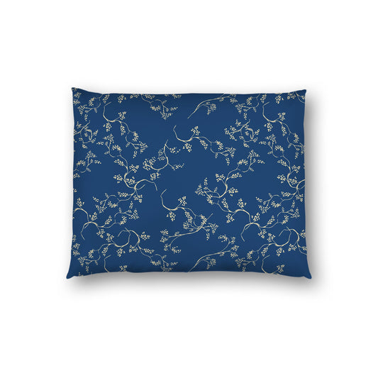Royal Blue Cotton Sateen Pillow Sham, Tan Vine Print on Front, White Reverse Side | CSSH-1294-182, Standard - 51 x 66 cm / 20 x 26 inches