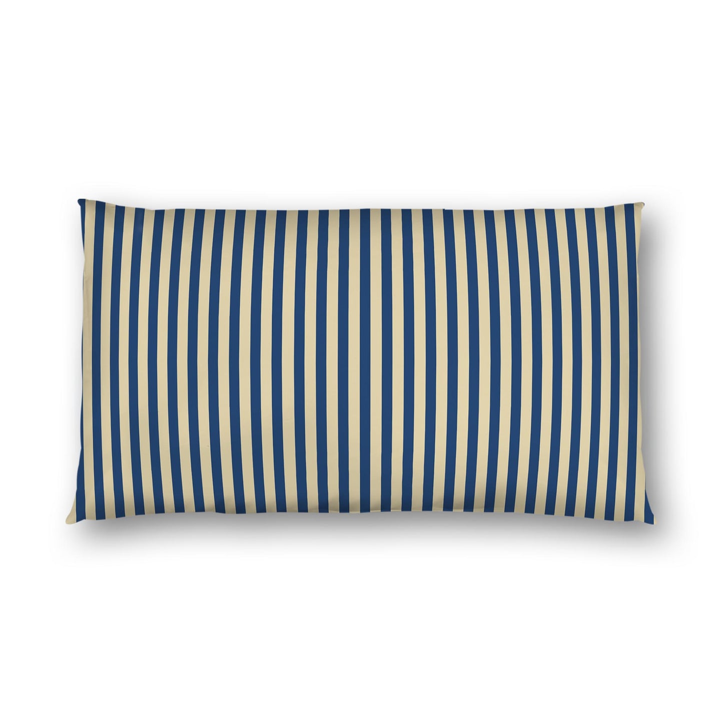 Tan Cotton Sateen Sham, Thin Royal Blue Bars on Front, White Reverse Side | CSSH-1294-241, King - 51 x 91 cm / 20 x 36 inches