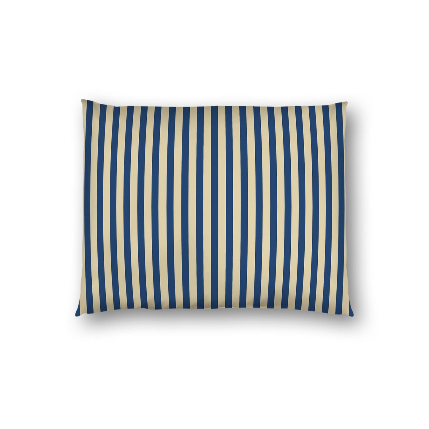 Tan Cotton Sateen Sham, Thin Royal Blue Bars on Front, White Reverse Side | CSSH-1294-241, Standard - 51 x 66 cm / 20 x 26 inches