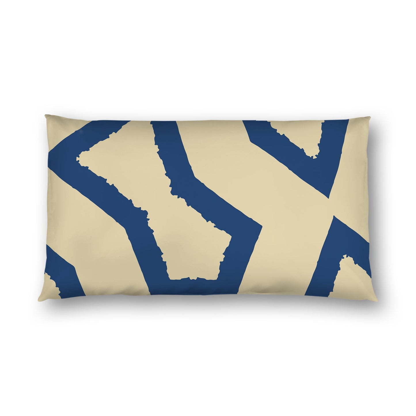 Tan Cotton Sateen Sham, Bold Royal Blue Graphic on Front, White Reverse Side | CSSH-1294-391, King - 51 x 91 cm / 20 x 36 inches