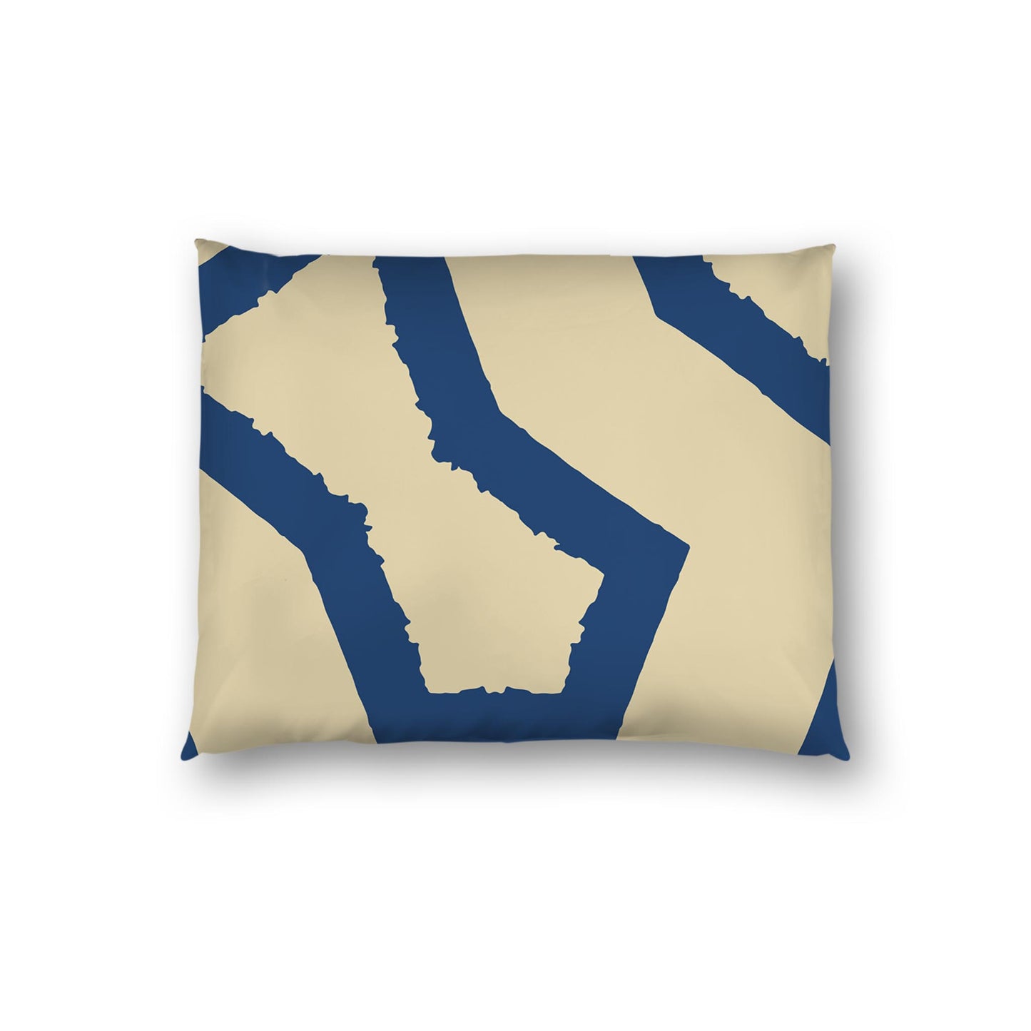 Tan Cotton Sateen Sham, Bold Royal Blue Graphic on Front, White Reverse Side | CSSH-1294-391, Standard - 51 x 66 cm / 20 x 26 inches