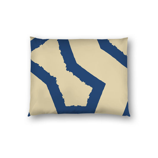 Tan Cotton Sateen Sham, Bold Royal Blue Graphic on Front, White Reverse Side | CSSH-1294-391, Standard - 51 x 66 cm / 20 x 26 inches