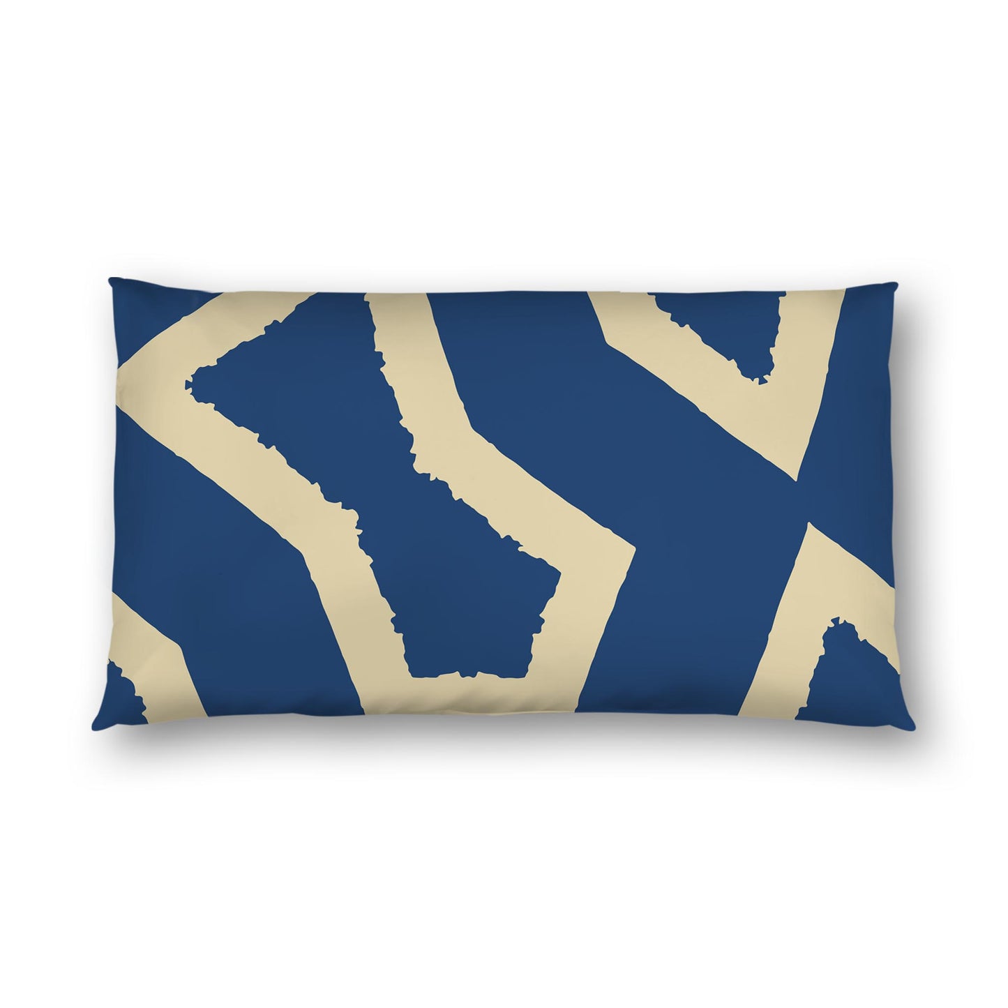 Royal Blue Cotton Sateen Sham, Bold Tan Graphic on Front, White Reverse Side | CSSH-1294-392, King - 51 x 91 cm / 20 x 36 inches