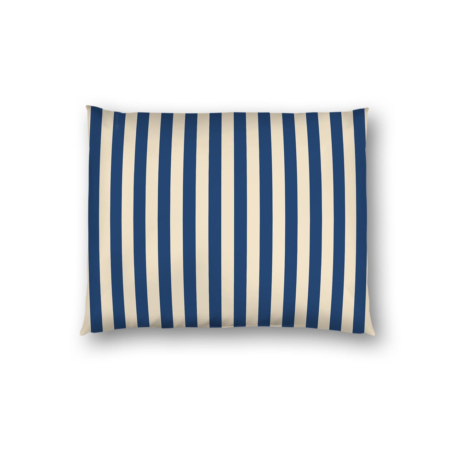 Beige Cotton Sateen Sham, Royal Blue Bars on Front, White Reverse Side | CSSH-1295-051, Standard - 51 x 66 cm / 20 x 26 inches