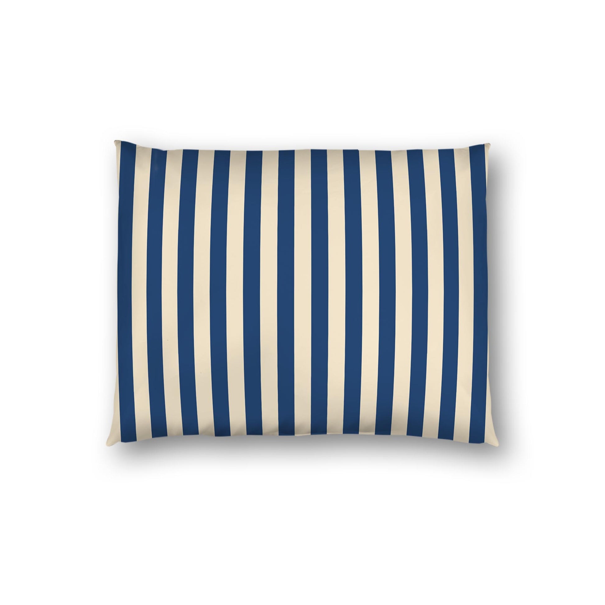 Beige Cotton Sateen Sham, Royal Blue Bars on Front, White Reverse Side | CSSH-1295-051, Standard - 51 x 66 cm / 20 x 26 inches
